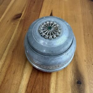Thorens Movement Over The Waves Aluminum Powder Puff Music Box WORKS VTG Granny